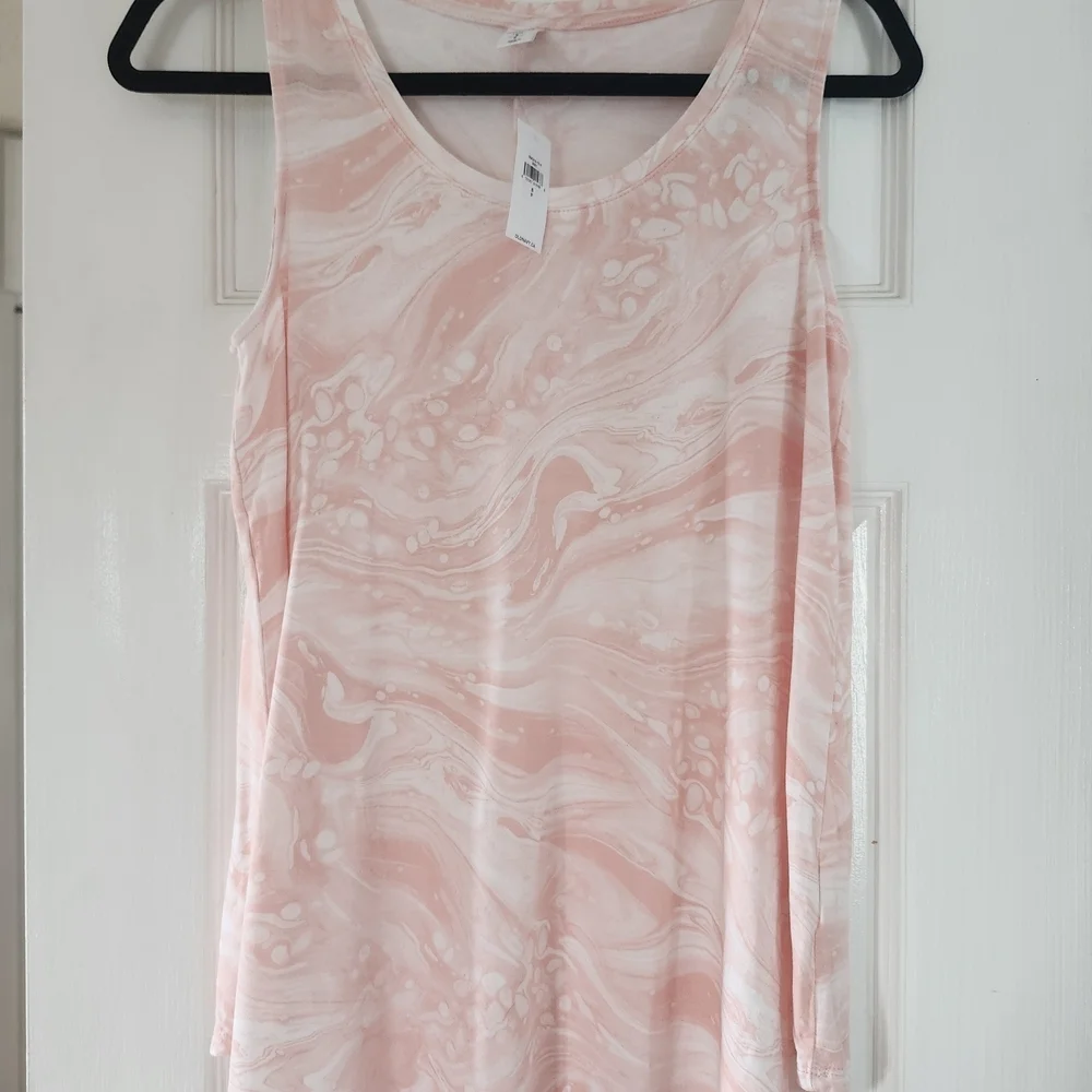 BNWT Old Navy Pink and White Luxe Scoop Neck Tank Top Size S, Workout, Summer - Picture 3 of 7